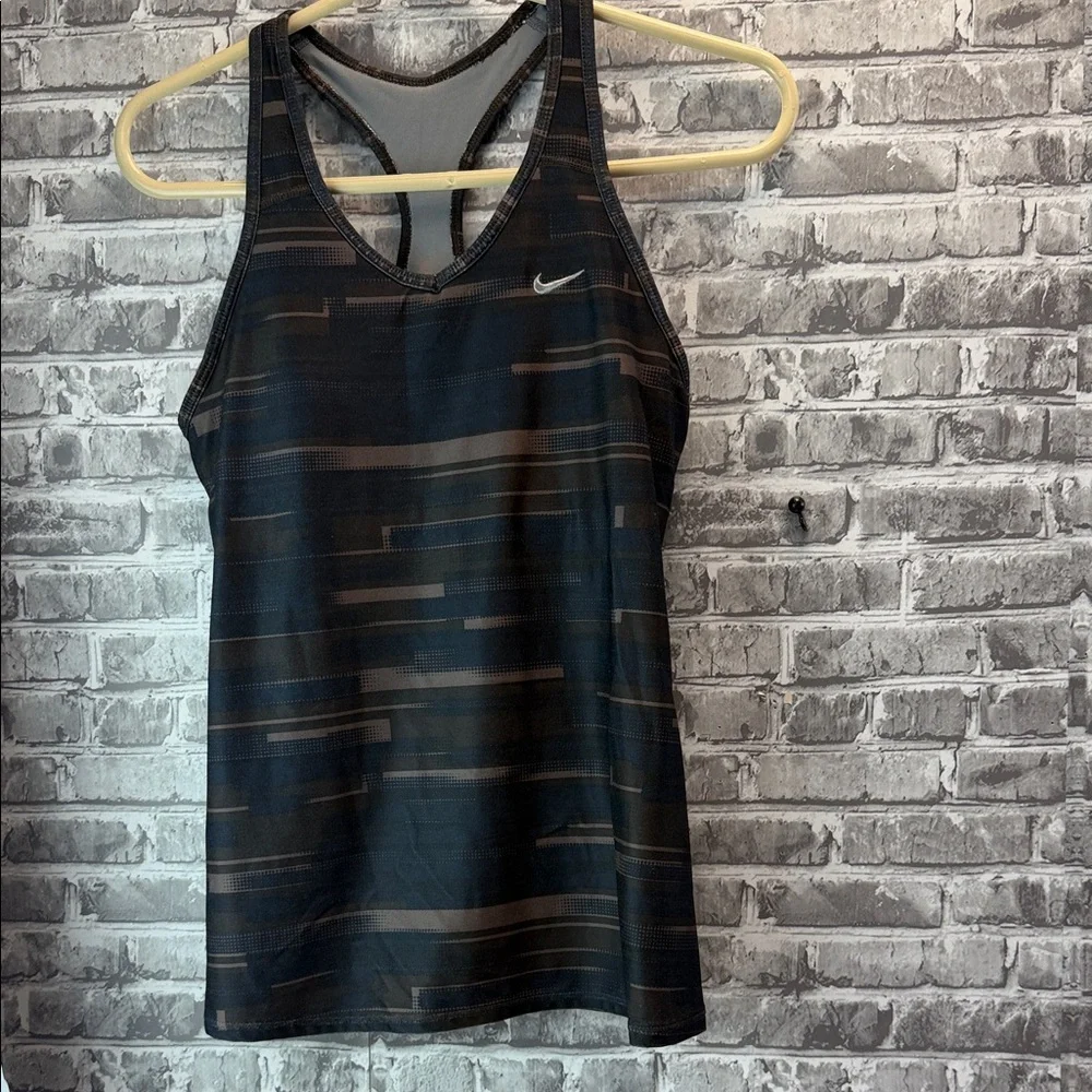 Nike Black and Brown‎ Striped Tank Top